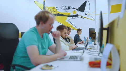 Programmers work in the office, programmers' office, it specialists Video stock 239484831