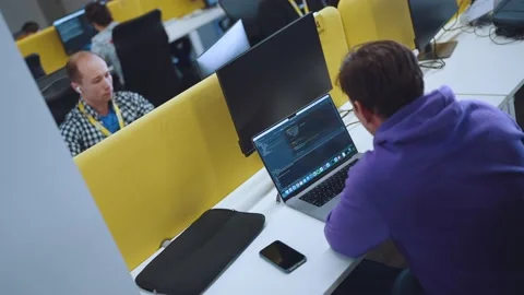Programmers work in the office, programmers' office, it specialists Video stock 239484844