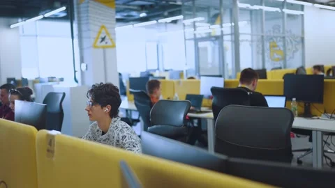 Programmers work in the office, programmers' office, it specialists Video stock 239484975