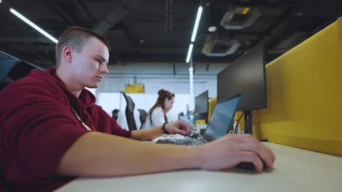 Programmers work in the office, programmers' office, it specialists Video stock 239485143