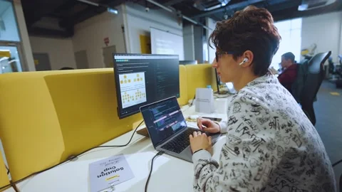 Programmers work in the office, programmers' office, it specialists Video stock 239485336