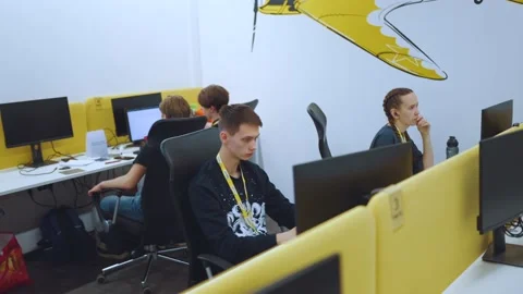 Programmers work in the office, programmers' office, it specialists Video stock 239485358