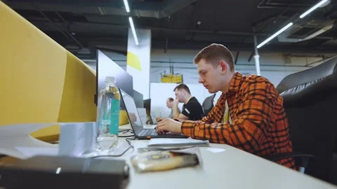 Programmers work in the office, programmers' office, it specialists Video stock 239485398