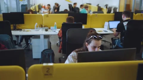 Programmers work in the office, programmers' office, it specialists Video stock 239485440