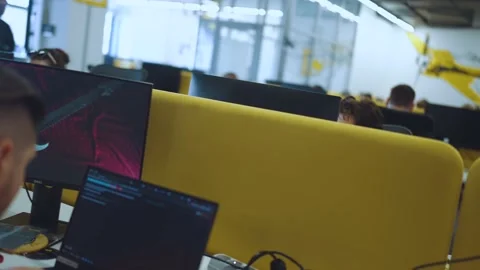 Programmers work in the office, programmers' office, it specialists Video stock 239485525