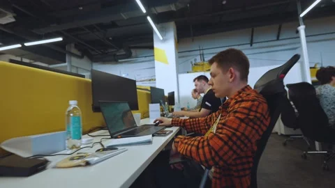 Programmers work in the office, programmers' office, it specialists Video stock 239485613