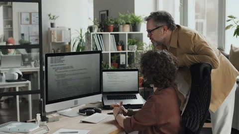 Programmers Working with Computer Codes in Team Stock Footage 232013903