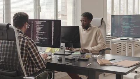 Programmers Working with Program Codes in Office Stock Footage 165218622