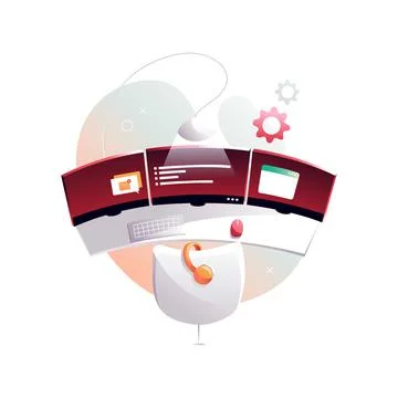 A programmer's workplace, a monitor with program code and messengers. Isolate Stockillustratie