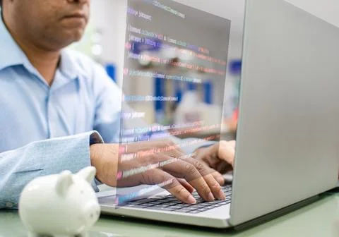 Programmers write coding apps for use with business services on the Interne.. Stock-Fotos