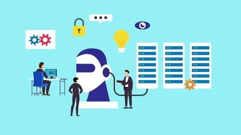 . Programmers writing codes for machine brain Stock Footage 270507655