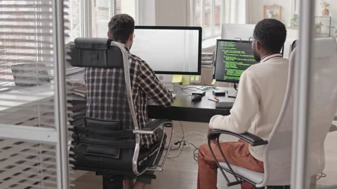 Programmers Writing Program Codes on PC Stock Footage 165219376