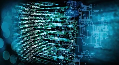 Programmiercode mit technischen Hintergrund Programmiercode mit abstraktem... Stock-Fotos