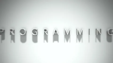 Programming 3D title animation with shadows on a white background Stock Footage 296508569
