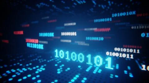 Programming and binary code flowing through digital information, internet Stock-Illustration
