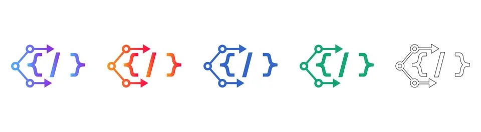 Programming and Code Scripting Structure Icons イラスト素材