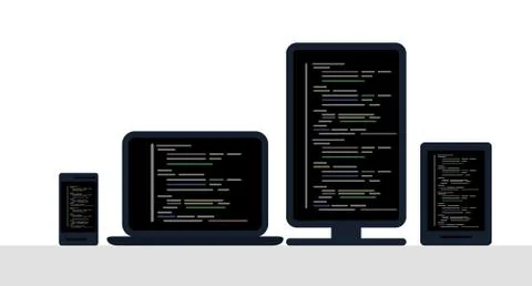 Programming and coding concept, website development, Web Design. Flat Illustr Stock Illustration