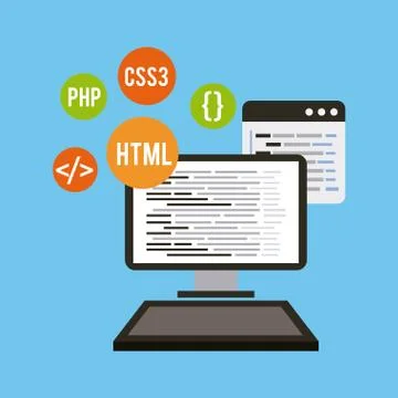 Programming and coding concept website development Stock Illustration