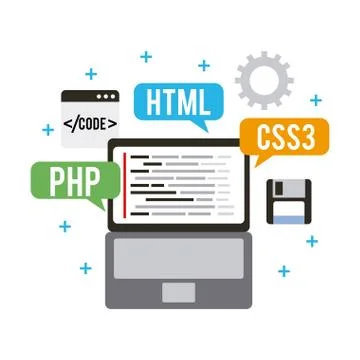 Programming and coding concept website development 库存插图