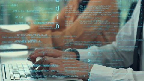 Programming and coding of future software envisional graphic Stock Footage 166053094