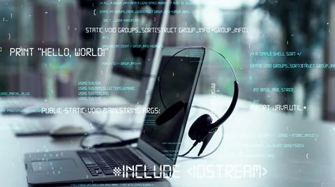 Programming and coding of future software envisional graphic 写真素材