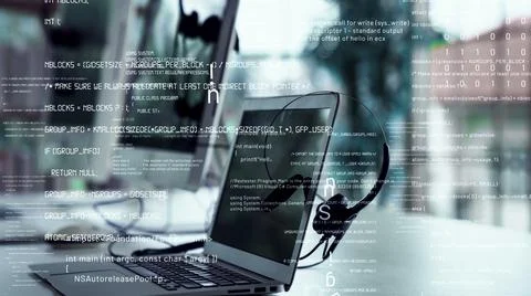 Programming and coding of future software envisional graphic Foto stock