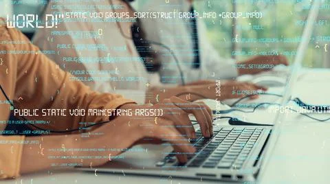 Programming and coding of future software envisional graphic Stock Photos