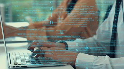 Programming and coding of future software envisional graphic Stockfoto's