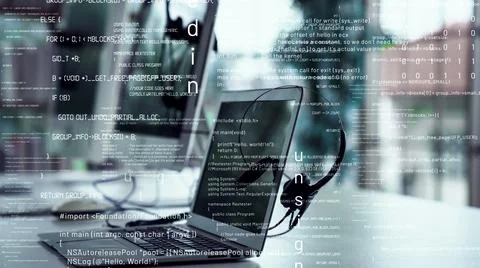 Programming and coding of future software envisional graphic Stock Photos