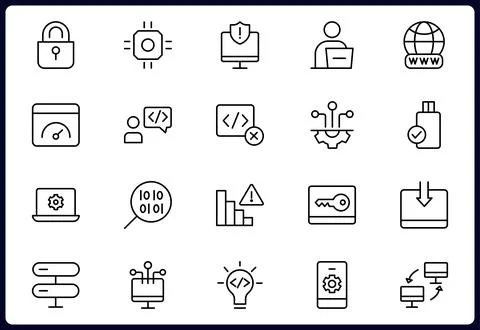 Programming and coding icon set. Contains such Icons as code, api, programm.. Stock-Illustration