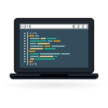 Programming and coding icon - website development on laptop screen Stock Illustration