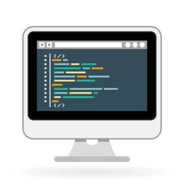 Programming and coding icon - website development on screen Stock Illustration