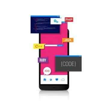 Programming and coding mobile applications, web design Stock-Illustration