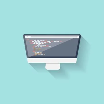 Programming and coding online. Flat style. Web courses. Internet ui design. App Stock-Illustration