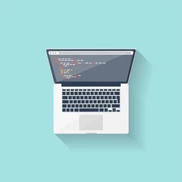 Programming and coding online. Flat style. Web courses. Internet ui design. App 库存插图