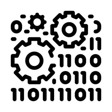 Programming and coding process of machine learning line icon vector illustrat Illustrazione stock