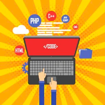 Programming and coding, website development Stock Illustration