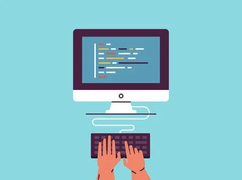 Programming and coding, Website development. 库存插图