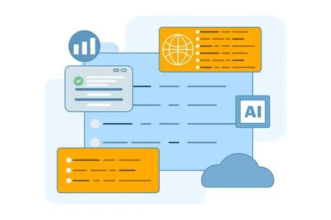 Programming and communication concept. Software and mobile app development. Stock Illustration