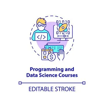 Programming and data science courses concept icon Illustrazione stock