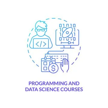 Programming and data science courses blue gradient concept icon Stockillustratie
