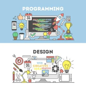 Programming and design. Stockillustratie