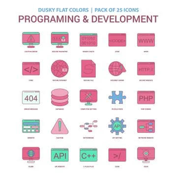 Programming and Developement icon Dusky Flat color - Vintage 25 Icon Pack Stock Illustration