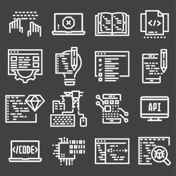 Programming and developer icons Illustrazione stock