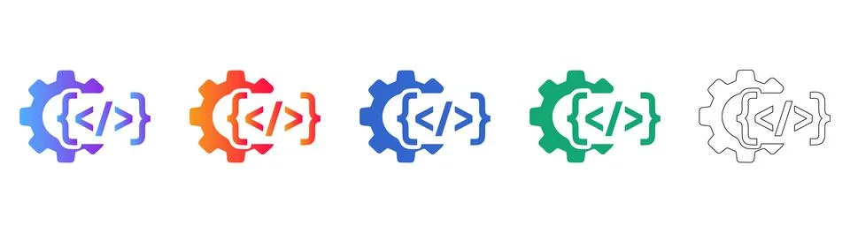 Programming and Development Gear Icons Stock Illustration