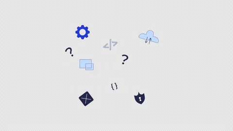 Programming and development icons appearing floating 2D animation Stock Footage 311978393