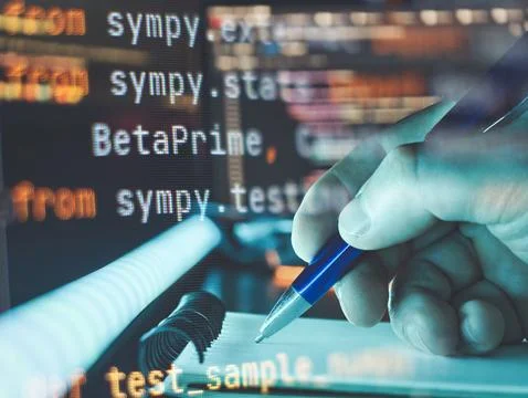 Programming and Digital Development: A conceptual combination of coding and.. Stockfoto's