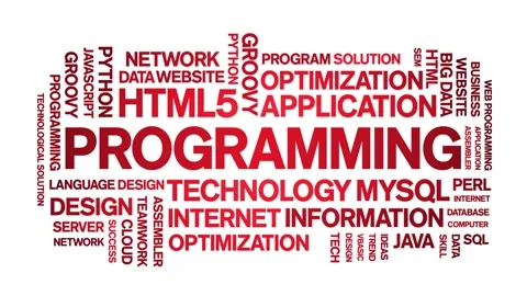 Programming animated word cloud,animation kinetic typography seamless loop. Stock Footage 184201519