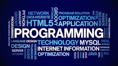 Programming animated word cloud,animation kinetic typography seamless loop. Stock Footage 184202513