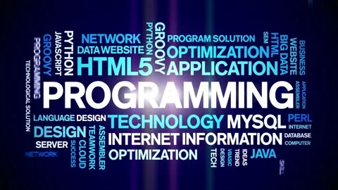 Programming animated word cloud,animation kinetic typography seamless loop. Stock Footage 184204833